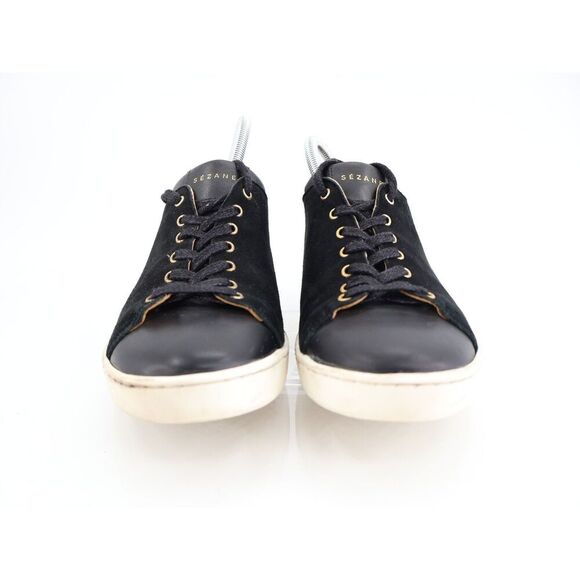Sezane Jack Trainers Sneakers Womens Size EU 39 US 8 Black Leather Modern Shoes - Picture 3 of 14